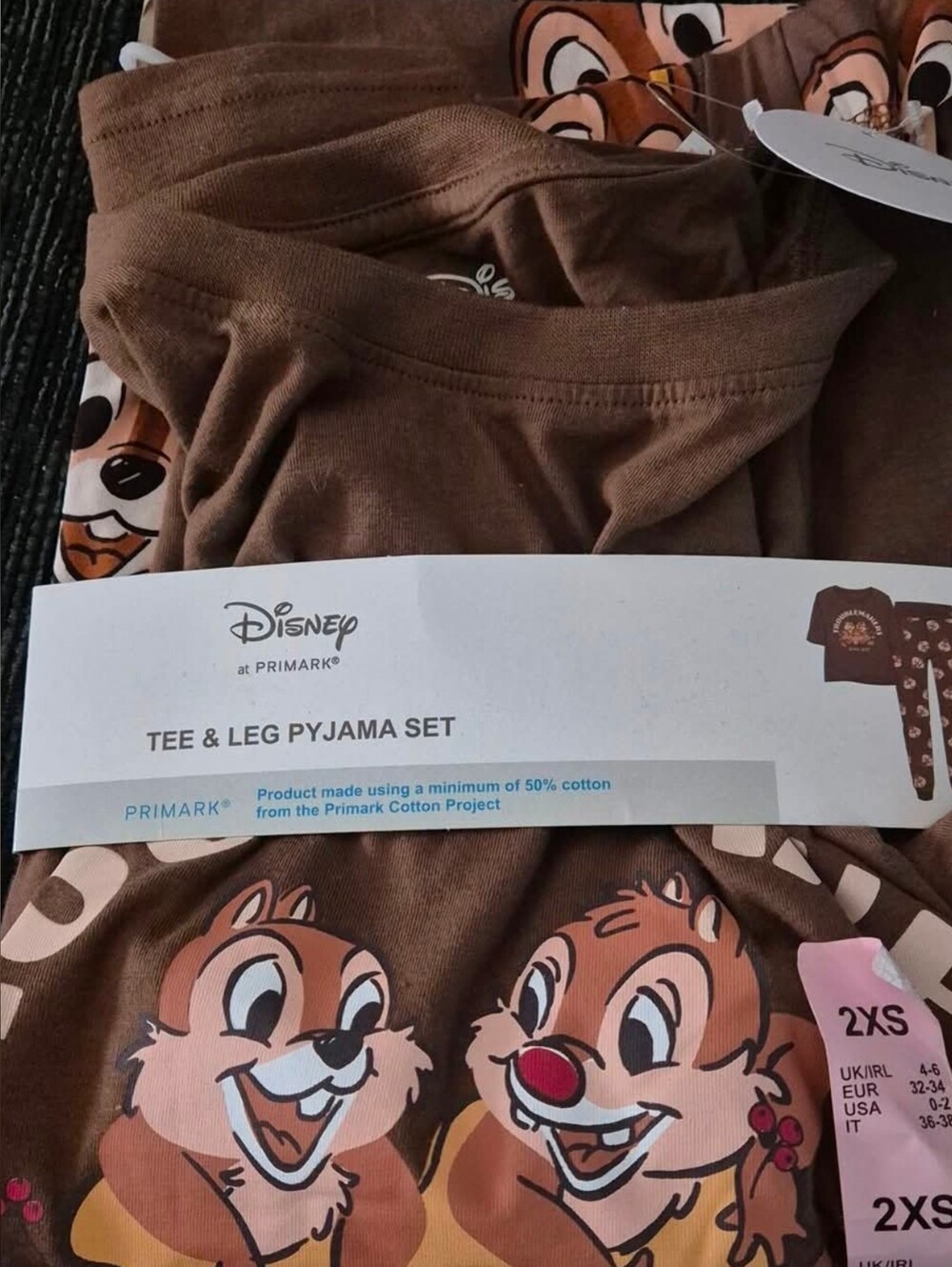 Disney Chip & Dale Brown Graphic Pajama Set,.primark - Picture 4 of 4